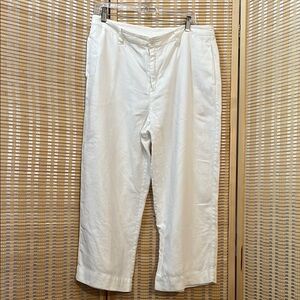 GAP White Linen Wide Leg Cropped Pants 14
